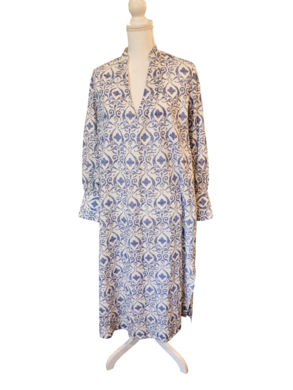 Mille Esther Long Sleeve Cotton Maxi Caftan Dress, Small